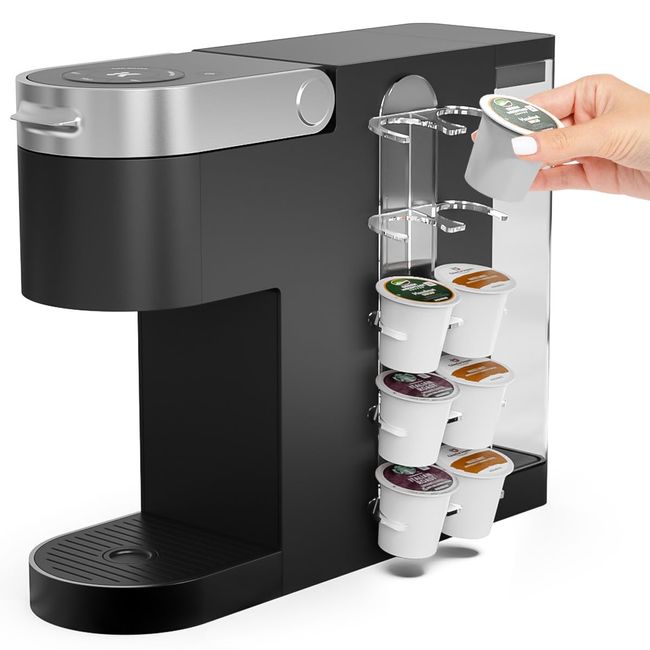 NiHome Acrylic Coffee Pod Holder for Keurig, Side Mount Coffee Pod Capsule Organizer & Storage for K-Cup Pods, Space-Saving for Small Countertops (Clear, 1 Pack for 10 K Cups)