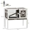 Wood Rabbit Hutch, Elevated Guinea Pig Cage with Run, Coffee