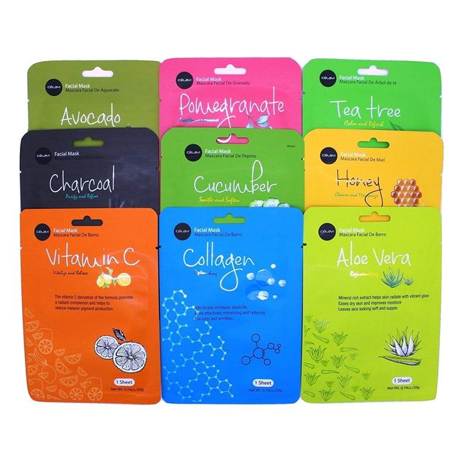 2 X Celavi Essence Facial Face Mask Paper Sheet Korea Skin Care Moisturizing 9 Pack (Total 18)