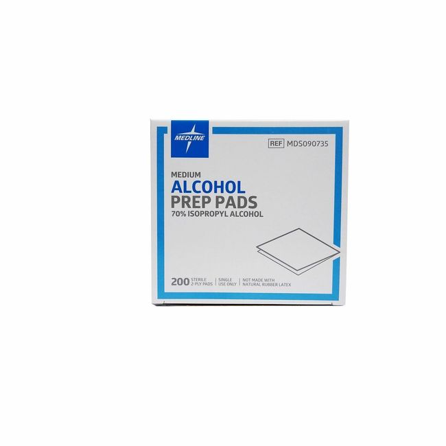 Medium Medline Alcohol Prep Pads Sterile 2-Ply Pads, 200/BX FREE FAST SHIPPING