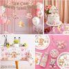 152 PCS Pink Bear Baby Shower Decorations Tableware Set, Serves 20