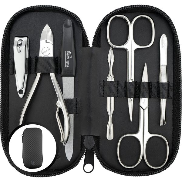 marQus Solingen Germany Manicure Sets for Women & Men with nail nippers - Quality Grooming Kit Incl. Nail Clippers & glass nail file, Nail Kit Perfect for Pedicure.