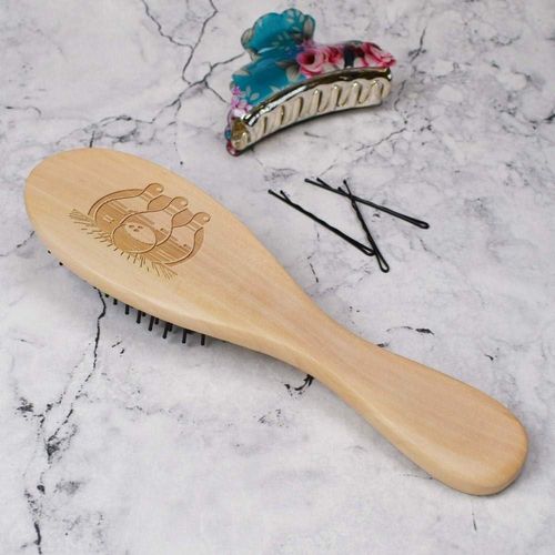 'Bowling Ball & Skittles' Wooden Hairbrush (HA00050404)