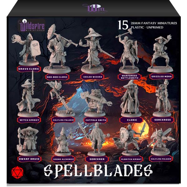 Wildspire Spellblades - Hero & NPC Characters for DND Miniatures Bulk 28mm-32mm scale Dungeons & Dragons Miniatures D&D Miniatures D and D Figurines DND Minis DND Figures Tabletop Pathfinder Minitures