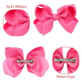 2PCS Silky Satin Hair Bows Pink Hair Ribbon Clips for women