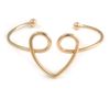 Avalaya Romantic Gold Plated Open Heart Bangle Bracelet - 18cm Long (Adjustable)