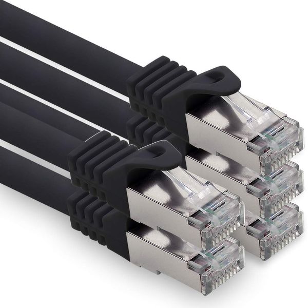 0.25m - black - 5 pieces CAT.7 computer Ethernet cable network cable (raw cable) patch cable S-FTP LSZH PIMF 10GB s RJ45 plug Cat6a