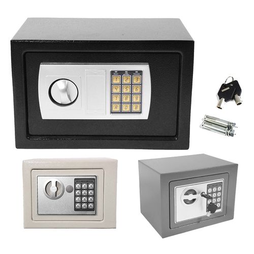 Safe Digital Electronic Safe Security Box, Fireproof and Waterproof Safety Cabinet with PIN Code and Key for Jewellery Cash (31 x 20 x 20 cm, Grey)