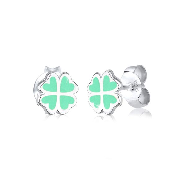 Elli Children's 925 Sterling Silver Cloverleaf Lucky Charm Earrings
