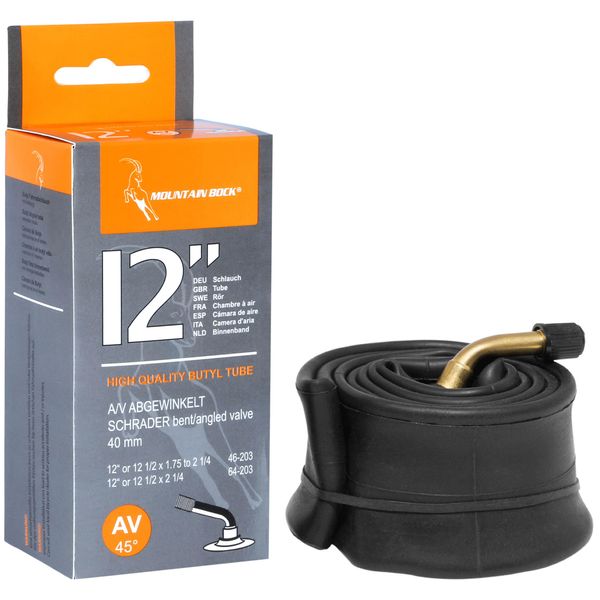 Mountainbock Inner Tube 12 Inch AV Angled Bicycle Inner Tube for Children's Bicycle Balance Bike Pushchair Scooter - 12 Inch or 1/2 x 1.75 to 2 1/4