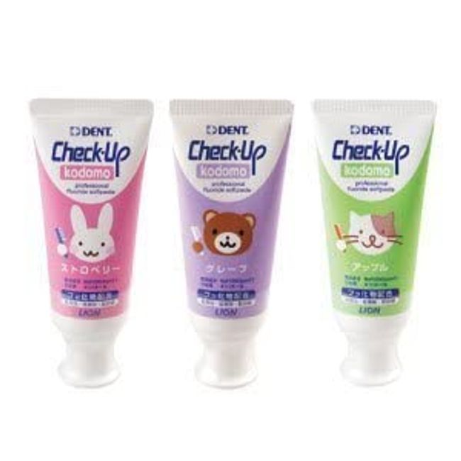 Lion Dent Check-Up Kodomo Set of 3 Flavors (Strawberry, Grape, Apple)