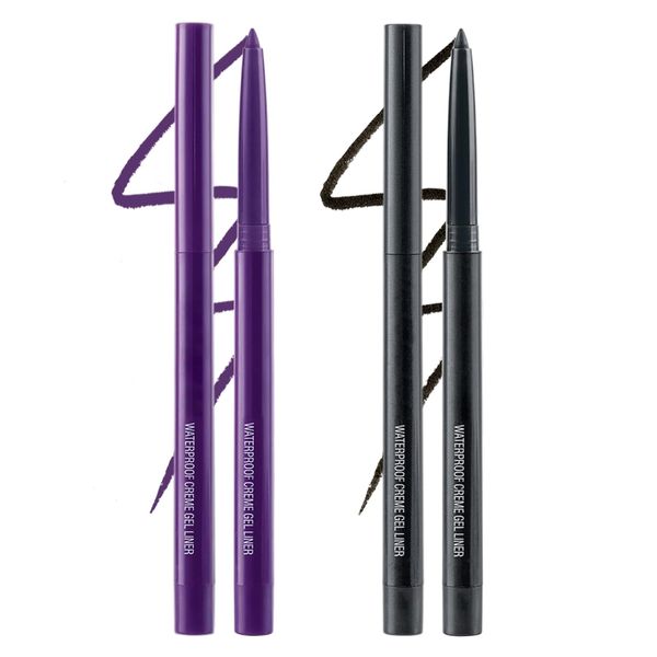 Purple & Black Eyeliner Waterproof Long-Lasting Smooth Application Makeup Tool Smudge Proof（2PCS）