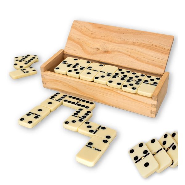 Traditional Dominoes Set | Luxury Dominos in Wooden Case For Kids & Adults Board Games