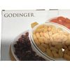 Godinger Bamboo Pumkin Serving Board w/ 3 Ceramic Inserts NEW