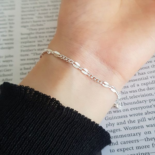 [Free Shipping] 925 Silver Suar Layered Women&#39;s Silver Bracelet