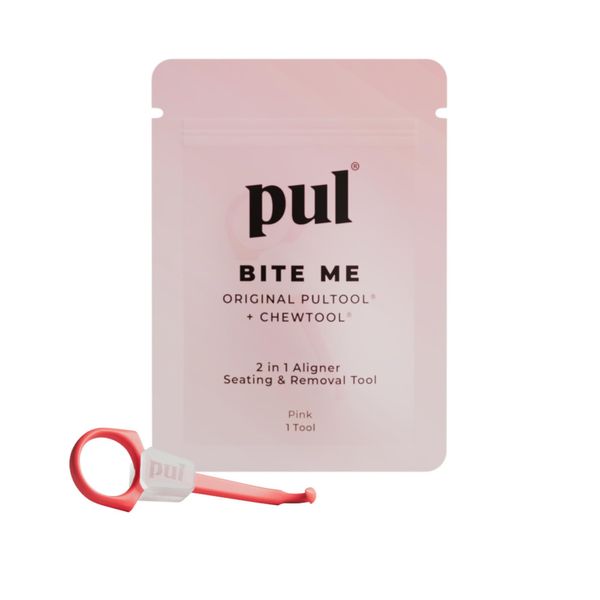 PUL 2-in-1 Clear Aligner Chew Tool and Removal Tool - Pink | Combination of Orthodontic Chewing Gum and Remover | Pack of 1