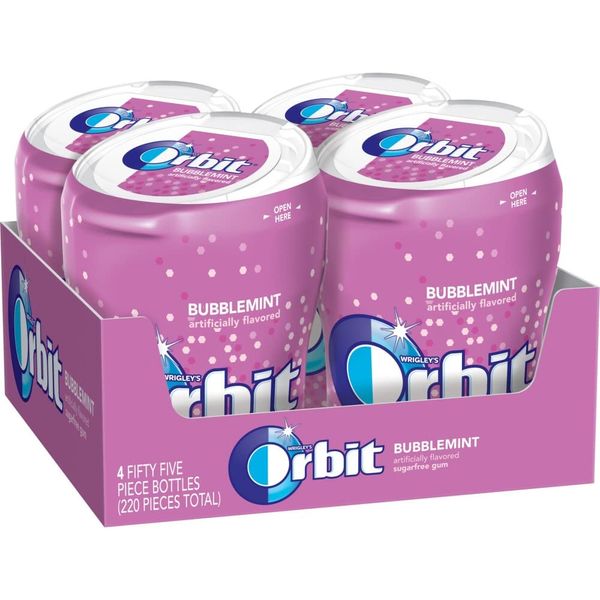 Orbit Bubble Gum Cups, Bubble Mint, 55 pieces bottle, 4-Count