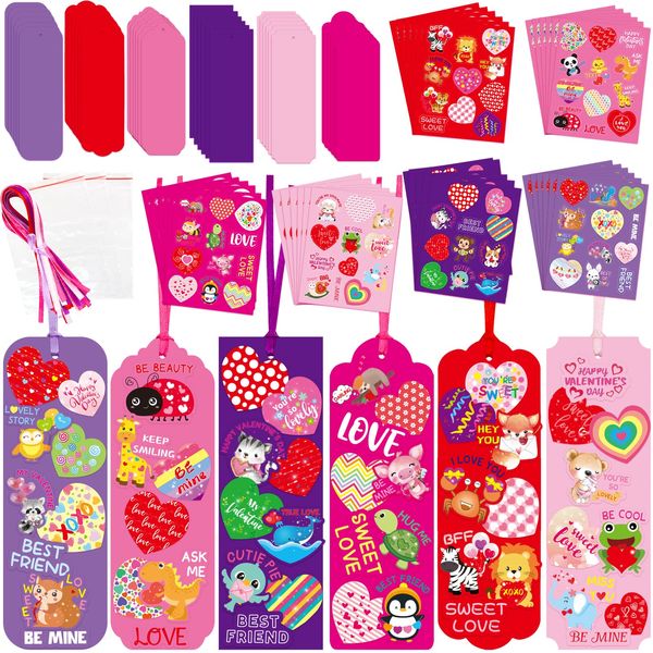 Fancy Land Valentines Bookmark Craft Kits Valentine's Day Craft for Kids Classroom Home Fun Activities 30 Pack