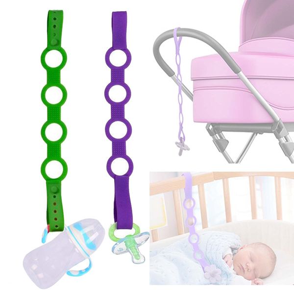 2 Pack Baby Pacifier Clips, Clasp Soother Chains Holder,Silicone Toy Clip,for Strollers, Shopping Trolley,Cars,Hanging Baskets,Cribs,Bags