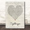 Fingerprint Designs Tightrope Script Heart Song Lyric Print