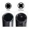 sourcing map 1/2" Drive Socket Accessory Set, 17mm Deep 6-Point Impact Socket 6" Length and 1/4" Hex Shank Adapter