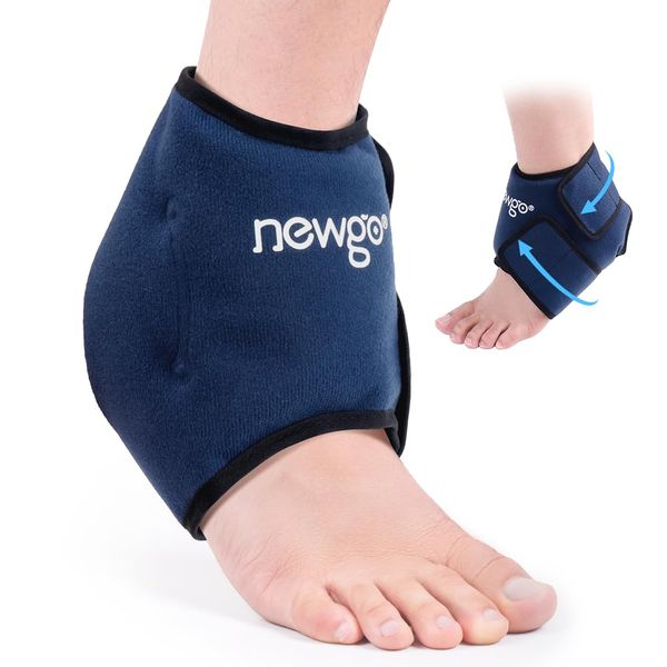 NEWGO Ankle Ice Pack Wrap, Reusable Gel Ice Pack for Ankle Swelling, Hot Cold Compression Ankle Cold Packs for Pain Relief, Plantar Fasciitis, Sport Injuries, Post-Surgery Recovery