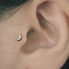 16G 5/16" Titanium Internally Threaded Moon Ear Tragus Flatback stud Labret Ring