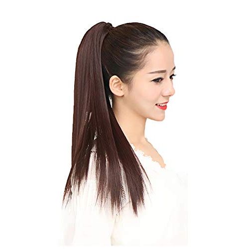 YJINCO YJWM014 Ponytail Extension Wig, Straight, Long, Point Wig, Hair Clip, Extensions, Heat Resistant, 396°F (180°C), lt brn