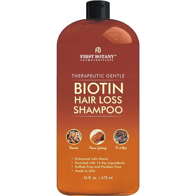 First Botany, Hair Regrowth and Anti Hair Loss Shampoo 16 fl oz, with DHT blockers- Daily Hydrating, Detoxifying, Volumizing Shampoo For Men and Women