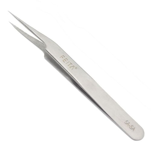 FEITA Precision Tweezers Stainless Steel Straight & Slanted Tip Best Tweezers Professional Set for Eyelash Extension, Craft, Jewelry, Eyebrow & Ingrown Hair Removal (SS&5A-SA 2Pcs)