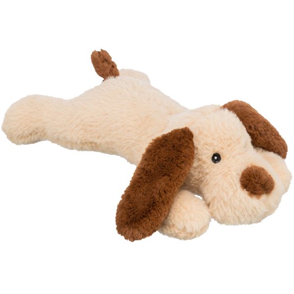 TRIXIE geräuschloser und beruigender Ankuschelhund Benny aus Plüsch für Welpen, Hundespielzeug, Kuscheltier, 30 cm - 35959, Braun