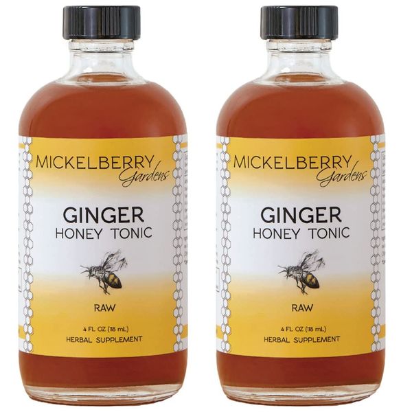 Ginger Honey Tonic with Organic Ginger Root - Natural Immune and Digestion Support, 4 Ounces (Pack of 2)