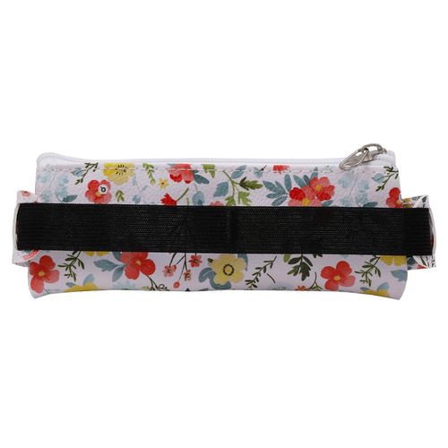 HMZSP Adjustable Elastic PU Pen Holder for Notebook, Stationery School Supplies Zipper Bag for Journals, Book,Planners,Black Flower,3 PCS