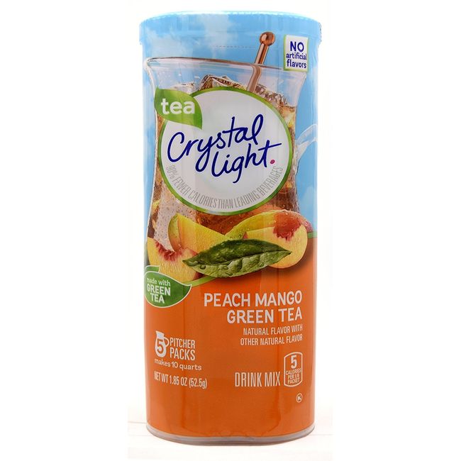 Crystal Light Drink Mix Green Tea Peach Mango 5 Packets 1.85 oz 52.5 G