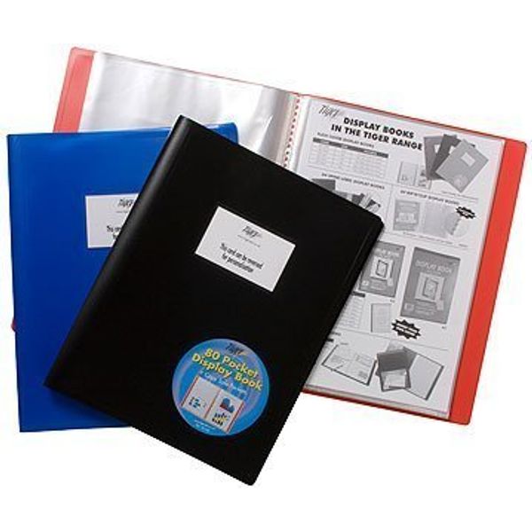 1 x A4 80 Pkt Tiger Flexicover Coloured Display Book Presentation Folder Wallets
