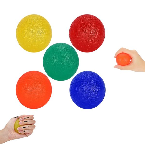 5 Stück HandTherapieBälle,antistressball,Stressbälle,Gymnastikball, Eiförmige Griffbälle, Anti Stress Ball,Griffstärkung – Geschenkpackung mit Stressbällen für Krafttrainingsgeräte