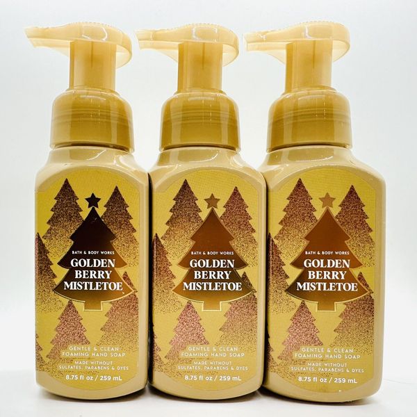 NEW! 3-PACK BATH & BODY WORKS GOLDEN BERRY MISTLETOE FOAMING HAND SOAP 8. 75 OZ