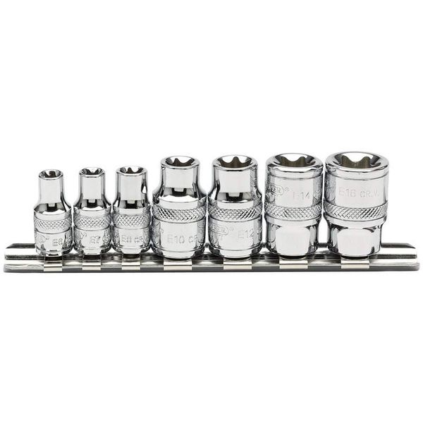 Draper 34412 1/4-Inch and 3/8-Inch Square Drive Draper TX-Star Socket 7 Piece Set