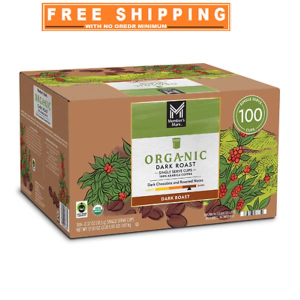 Member's Mark Organic Dark Roast Coffee Pods, 100 ct.