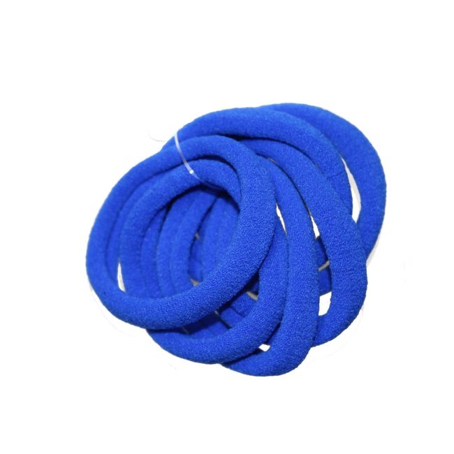 Royal Blue Thick Jersey Fabric Endless Ponytail Holders School Colour Ponies Pack Of Six Quality Hair Elastics Pony Tail Bobbles Non Metal for Women Girls by Glitz4Girlz