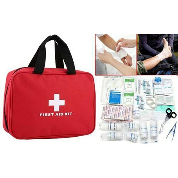 90 Pieces Compact First Aid Kit Lightweight Medicine Storage Bag Ideal for Emergency Blanket Home Office Outdoor Travel Sports Car Bus Boat Caravan Camping Hiking Workplace Medical Supplies