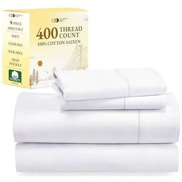 Full Size Bed Sheets Good Housekeeping Award Winner 400 Thread Count 100% Cot...