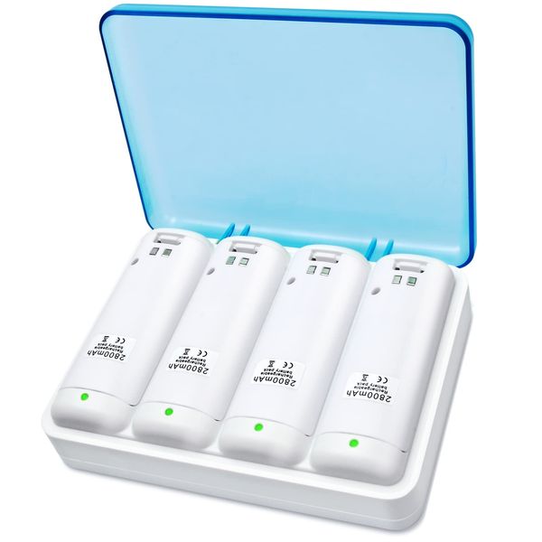 TechKen 4 Pack Rechargeable Battery Charger Dock Station for Wii Remote Controller