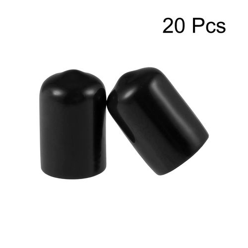 uxcell Rubber End Caps 12mm Inner Diameter Vinyl Round End Cap Cover Screw Protector Black 20pcs