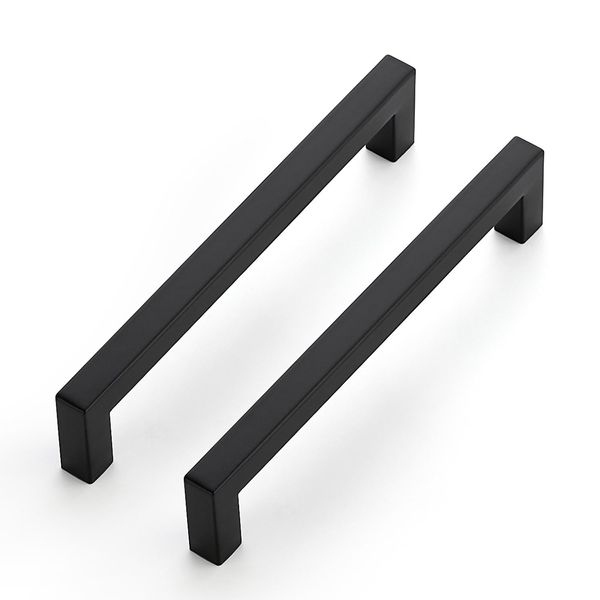 Ravinte 10 Pack Kitchen Door Handles Black Handles for Cupboards 160mm Cupboard Handles Kitchen Cabinet Handles Square Bar Wardrobe Handles Cabinet Door Handles Drawer Handle