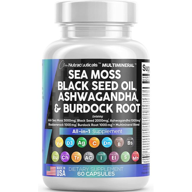 Sea Moss 3000Mg Black Seed Oil 2000Mg Ashwagandha 1000Mg Turmeric 1000Mg Bladder