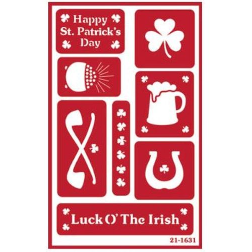 2 Armour Etch Over N Over Reusable Glass Etching Stencils Set | Irish Theme with Shamrock, Clover, Celtic Knot, Harp Designs
