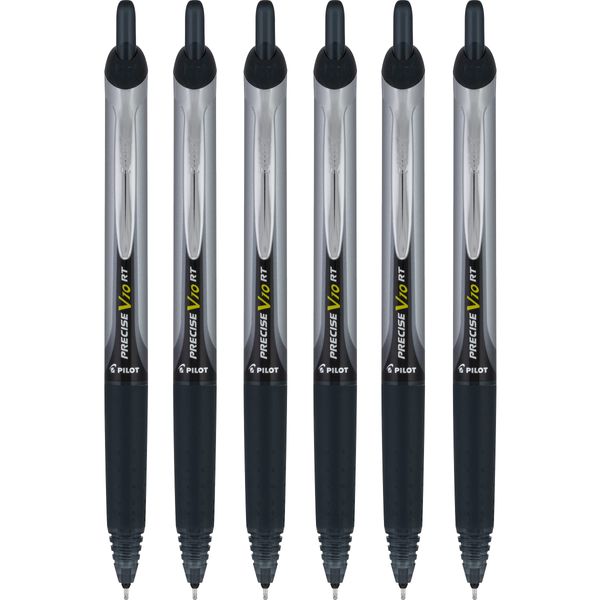 PILOT Precise V10 RT Retractable Liquid Ink Rollerball Pens, Bold Point, 1.0mm, Black Ink, 6 Count
