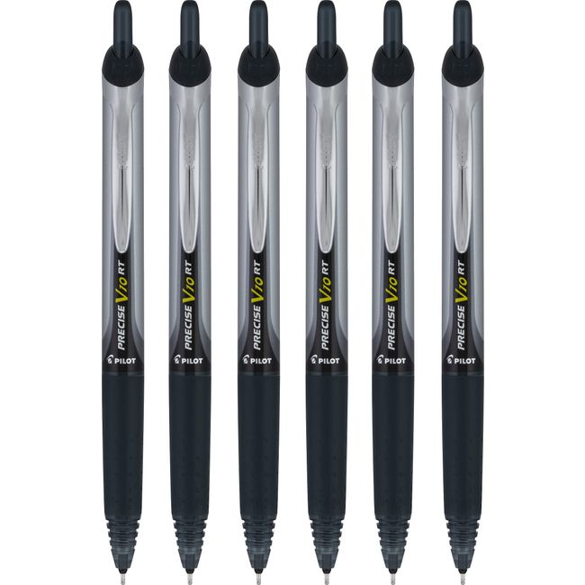 PILOT Precise V10 RT Retractable Liquid Ink Rollerball Pens, Bold Point, 1.0mm, Black Ink, 6 Count