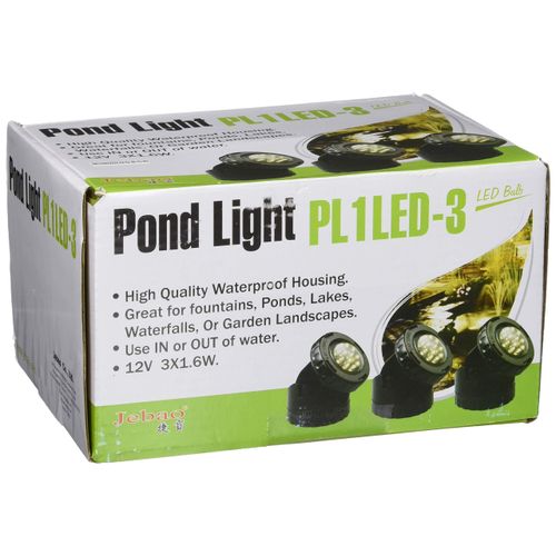 Jebao PL1LED-3PS Submersible LED Pond Light with Photcell Sensor, 2.25" x 3", red, Blue, Green, & Yellow